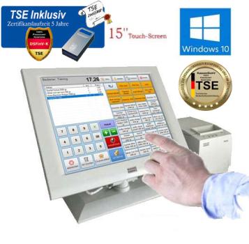 15 Zoll TSE Konform Kassensystem Einzelhandel Friseur Imbiss Dönerladen Inkl. Software Windows 10 KassenSichV / TSE 2026 - Inkl. TSE Modul