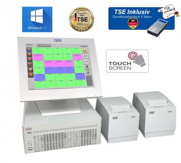 Elektronische Kassensystem für Gastronomie Restaurant + 2 x Bondrucker inkl. Software mit TSE Modul + Zertifikat Windows 10