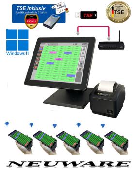 Kassensystem All In One TSE Konform mit Stick inkl Zertifikat und 5 x Kellnerterminal Gastro Kasse Restaurant Eiscafe Posprom Promax 3.7 Windows 11 NEU