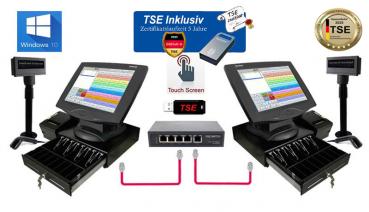 2 x Netzwerk Einzelhandel Kasse Touchscreen Kassensystem POSProm KassenSichV / TSE 2025 Finanzamt Konform