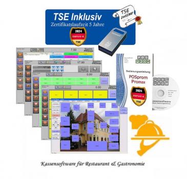 Gastronomie Restaurant Cafe Kassensystem Touch + TSE Chip USB Inkl.Zertifikat Windows 10