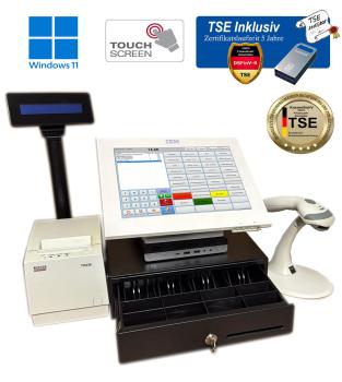 12 Zoll TSE Kassensystem Kasse Kiosk Imbiss Dönnerladen Friseur Fiskal Konform Windows 11 GOBD Inkl. TSE Modul