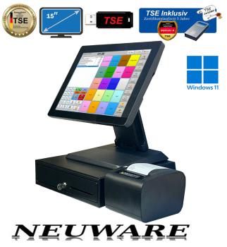 15 Zoll All In One Imbiss Kasse Food Trucks Kassensystem Einzelhandel Kosmetik Kasse Laden + TSE Chip inkl Zertifikat PoSProm Handel Plus 4.5
