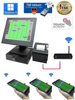 Gastrokasse mit 3 x Kellnerterminal Restaurant Kassensystem Eiscafe +TSE Stick inkl Zertifikat PosProm Promax 3.7