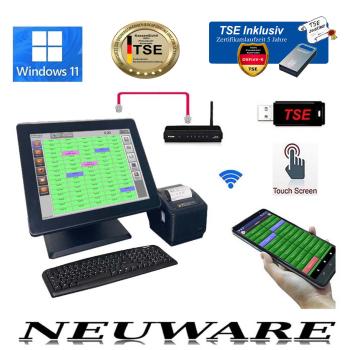 ALL IN ONE 15'' Gastronomie Kassensystem + Kellnerterminal Touchkasse Restaurant NEU.OVP GOBD / GDPDU Windows 11