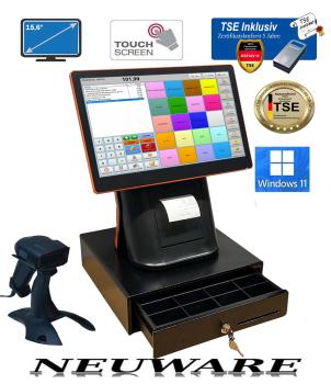 Touchscreen-Kasse All-in-One-mit Bondrucker TSE Stick mit Zertifikat dabei
