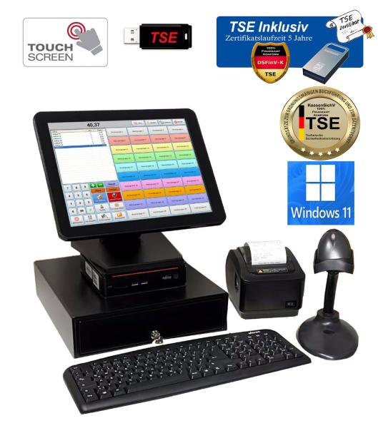 Einzelhandel Kassensystem mit Touchscreen 12 Zoll Kasse für Imbiss Friseur Kiosk + TSE Modul inkl Zertifikat Windows 11 Neuwertig
