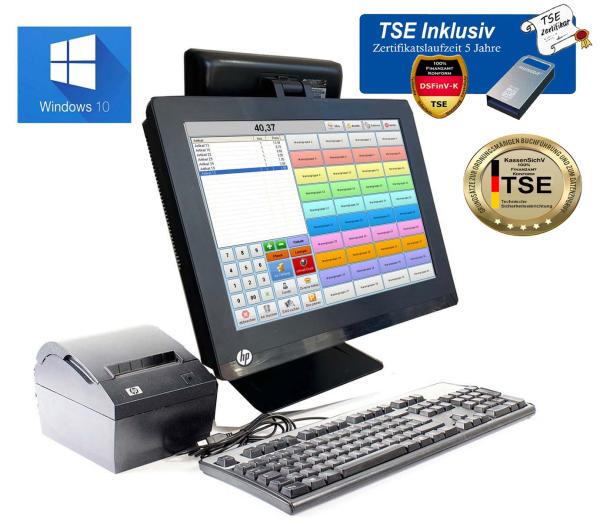 All In One HP Kassensystem + TSE Chip USB Inkl.Zertifikat Imbiss Dönerladen Cafe Windows 10