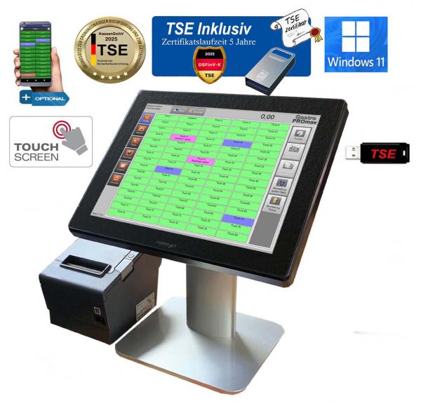 EisDiele Kasse All in One Kassensystem Restaurant Posiflex 15 zoll Touchscreen Windows 11 + TSE Stick mit Zertifikat Gesetzkonform