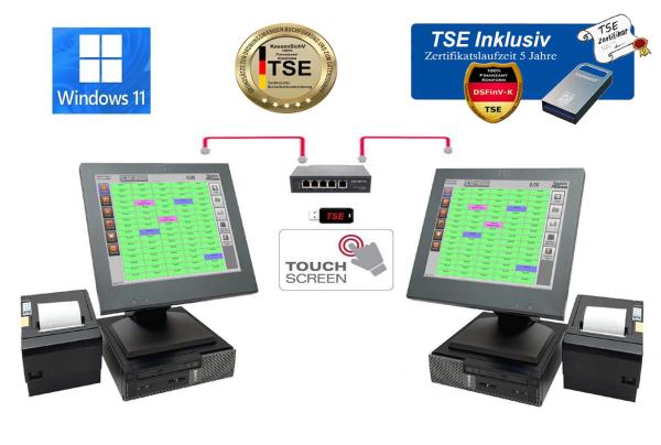 Professionelle Gesetzkonforme Elektronische Kassensystem Touchscreen für Gastronomie und Restaurant mit TSE Modul inkl Zertifikat Windows 11