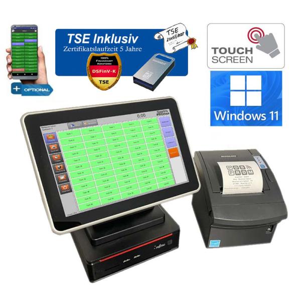 Mini TSE Konforme Kassensystem Gastronomie Restaurant 10,1 Zoll Touchscreen Windows 11 PosProm Promax 3.7