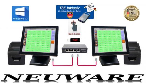 2 x Netzwerk Kassensysteme Kassen für Restaurant Gastronomie Touchscreen KassenSichV / TSE 2024 Finanzamt Konform Posprom Promax 3.7