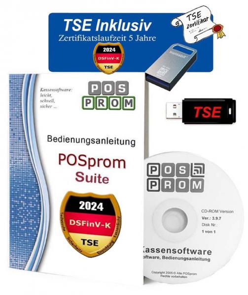 Kassensoftware  PosProm Suite 4.3 KassenSichV / TSE 2024 Finanzamt Konform
