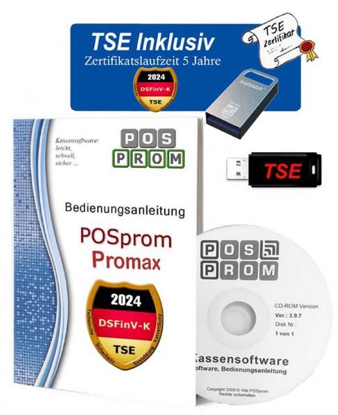 Kassensoftware PosProm ProMax 3.7 für Restaurant Gastro KassenSichV / TSE 2024 Finanzamt Konform