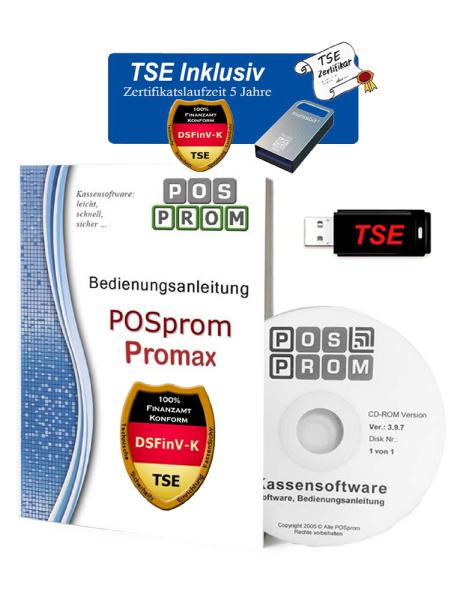 Kassensoftware PosProm ProMax 3.7 für Restaurant Gastro KassenSichV / TSE Swissbit Finanzamt Konform
