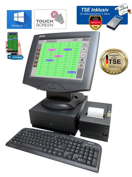 Kassensystem Gastronomie  Inkl. Software und Bondrucker Touchkasse Restaurant KassenSichV / TSE Finanzamt Konform Windows 10