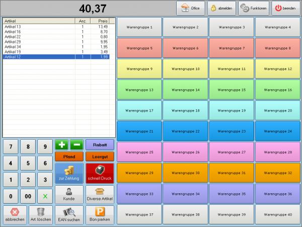 Kassensystem Einzelhandel Pfand & Leergut Touchscreen KassenSichV / TSE 2024 Finanzamt Konform Windows 10