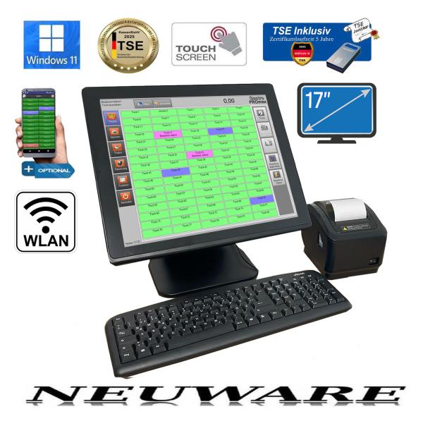 TSE Restaurant Kassensystem mit Touchscreen Promax 3.7  für Restaurants, Bistros ,Cafehaus,Eisdiele Unbegrenzte anzahl von Tischen