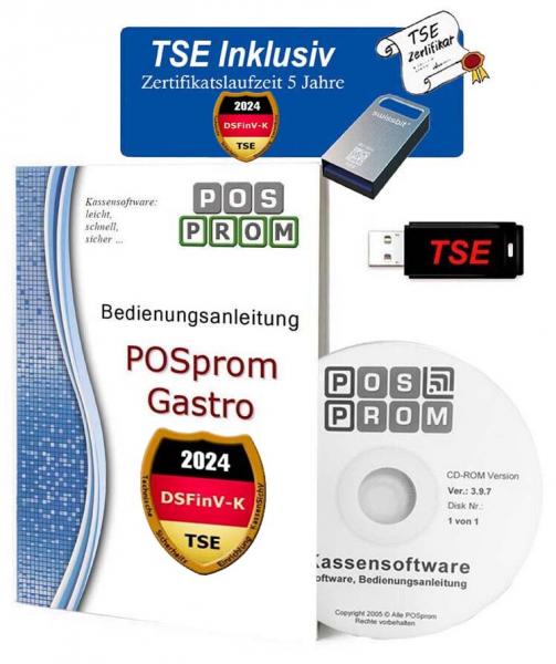 Kassensoftware PosProm Gastro 3.6 für Restaurant KassenSichV / TSE 2024 Finanzamt Konform