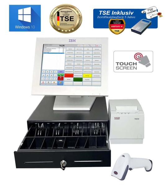 12 Zoll Kasse TSE Konform Kassensystem Einzelhandel Friseur Textil Kiosk Imbiss Inkl. Software Windows 10 KassenSichV / TSE  - Inkl. TSE Modul