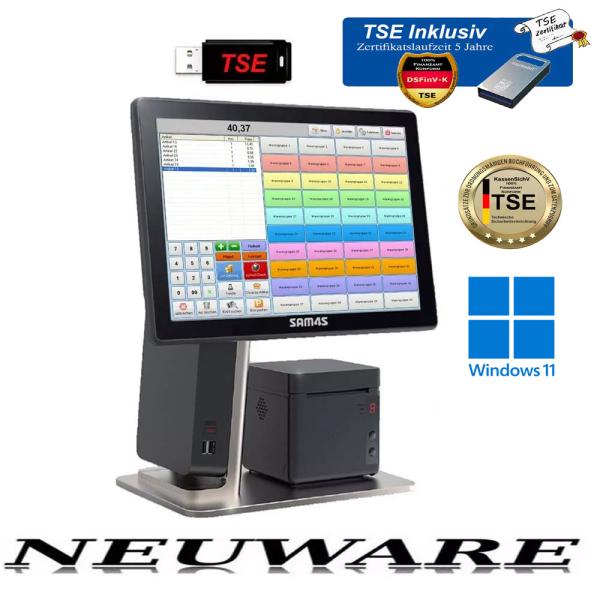 15,6 Zoll Touchscreen Einzelhandel-Kasse All in One  für Imbiss Friseur Kosmetik Dönerladen mit TSE Stick inkl Zertifikat Windows 11 NEU