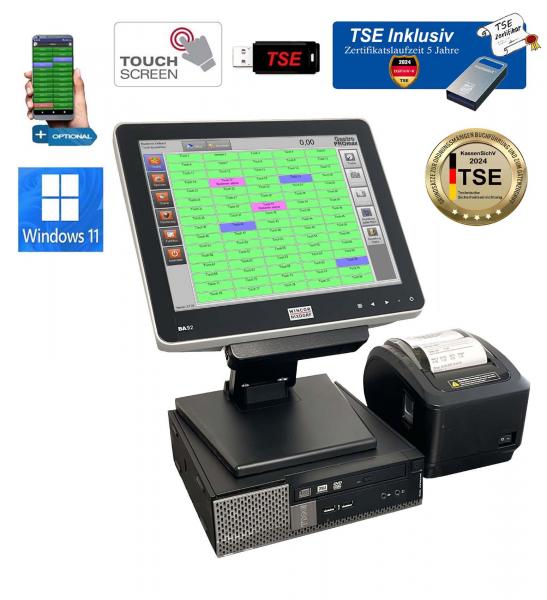 Touchscreen Kasse Gastronomie TSE Kassensystem PIZZERIA GRILLHAUS EISDIELE RESTAURANT mit Zertifikat Win 11 Posprom Promax