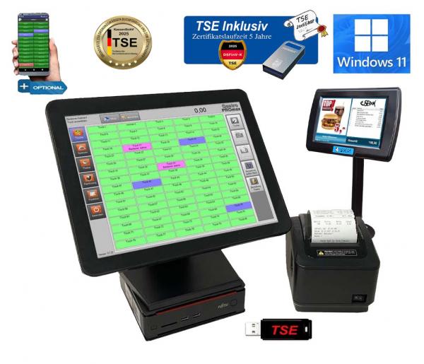 15" Touchscreen Kassensystem für PIZZERIA und GRILHAUS Kasse CAFETERIA Gastronomie Windows 11 TSE Modul