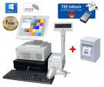 Komplettes Einzelhandel Kassensystem Touchscreen Kasse inkl. Pfand-/Leergut + Etikettendrucker für Getränkemarkt, Textilhandel Kiosk Spätshop mit TSE Stick ink Zertifikat