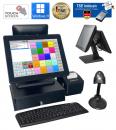 All in One Professionel Touchscreen Kassensystem mit 15 Zoll Trinkhalle Kiosk Kasse Laden + TSE Stick inkl Zertifikat Posprom Windows 11 Neu + Multimedia Kundendisplay